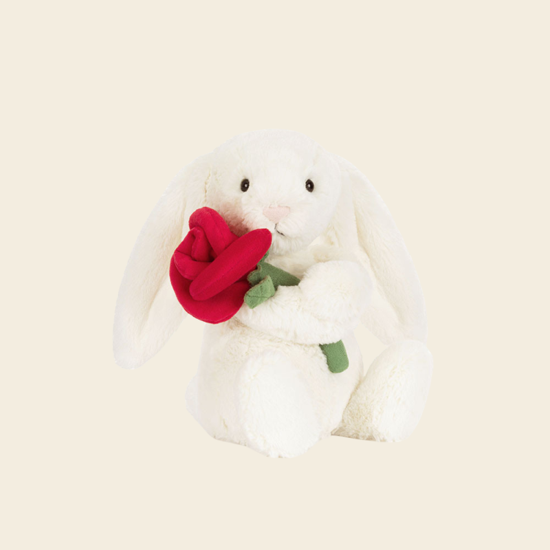Cream Bunny with Rose